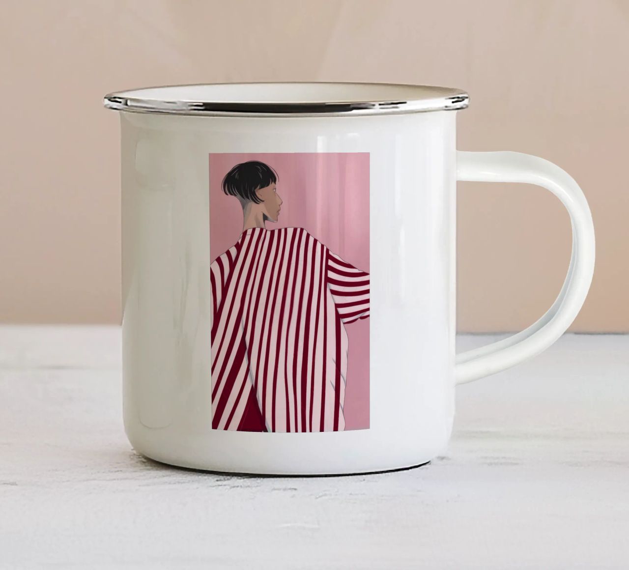 Contemplazione a righe tazza in smalto da Emery Kate