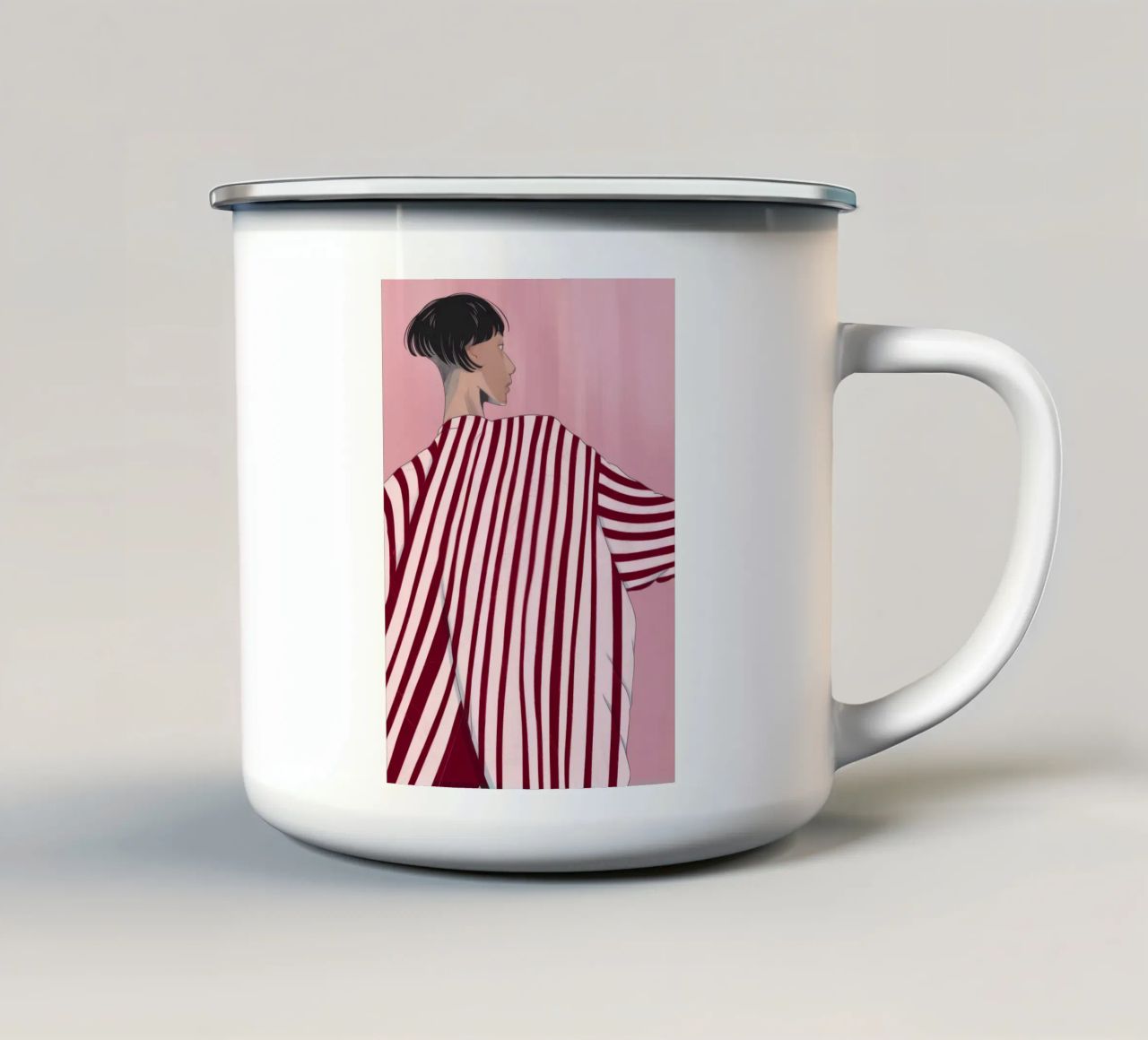 Contemplazione a righe tazza in smalto da Emery Kate