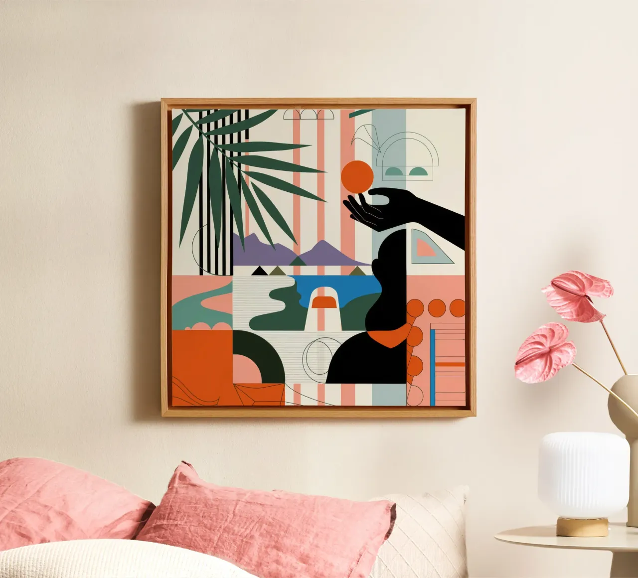 Geometric Harmony canvas with Floater frame by Emery Kate