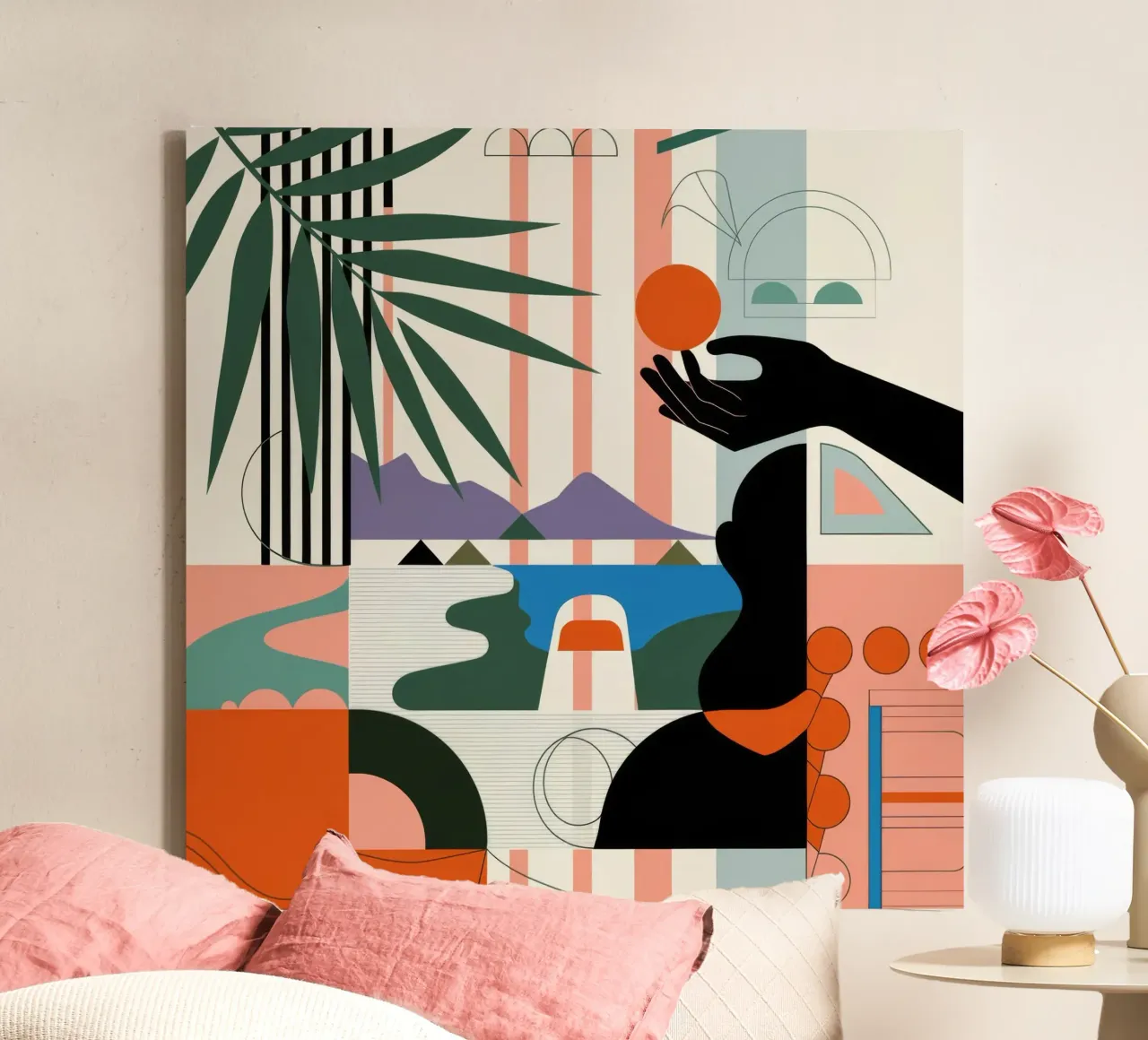 Geometric Harmony canvas with Floater frame by Emery Kate