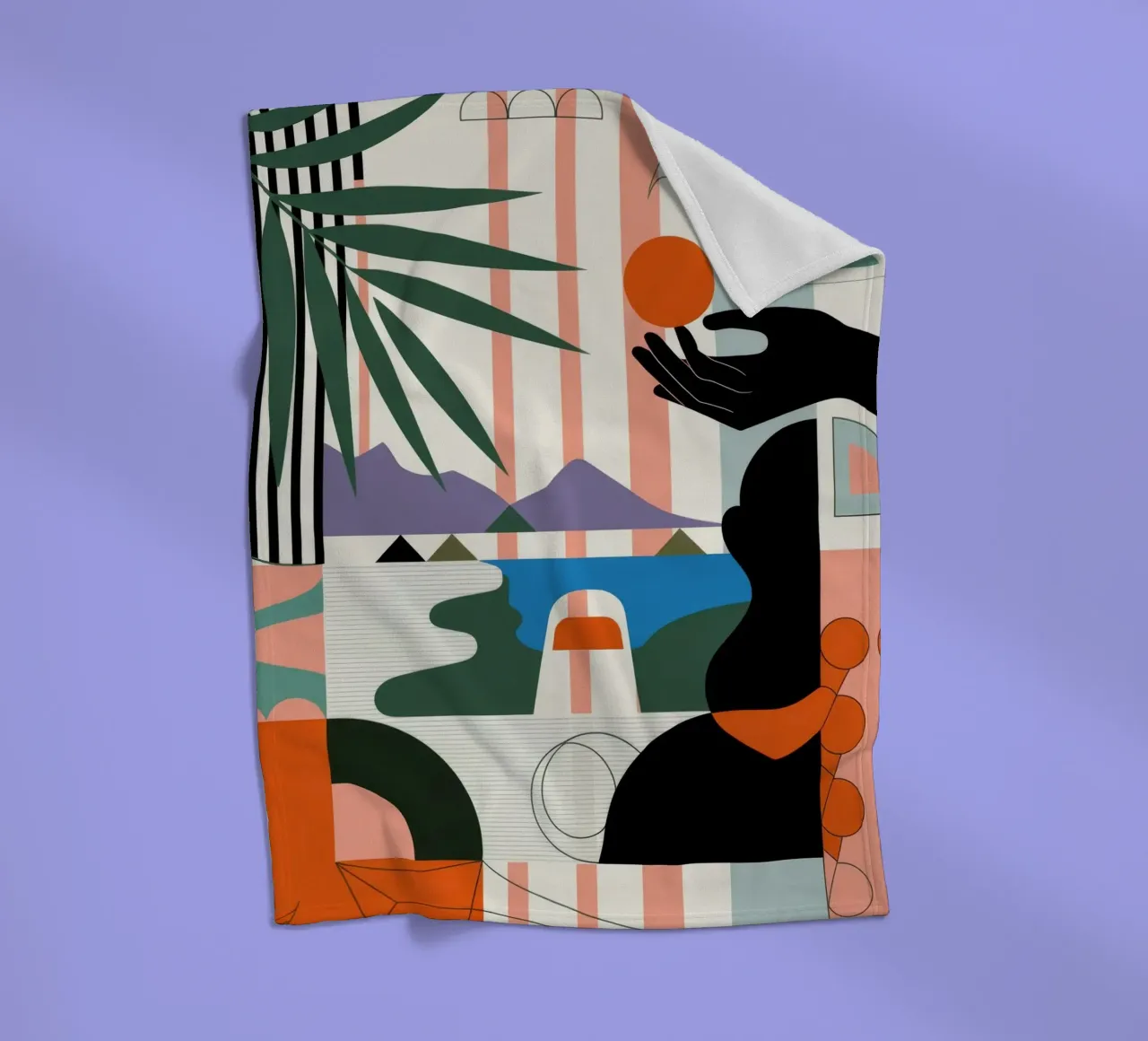 Geometric Harmony fleece blanket by Emery Kate