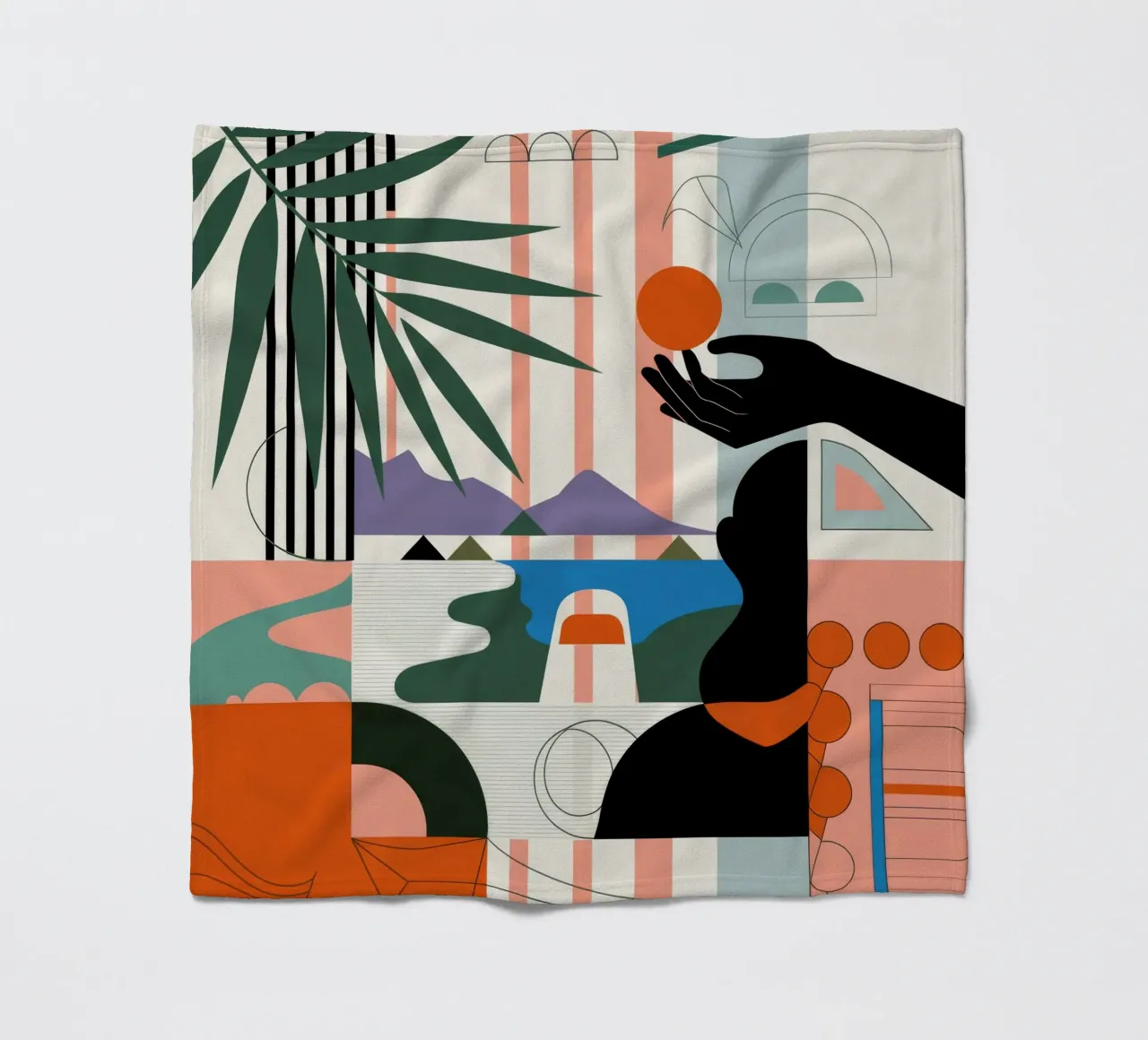 Geometric Harmony fleece blanket by Emery Kate