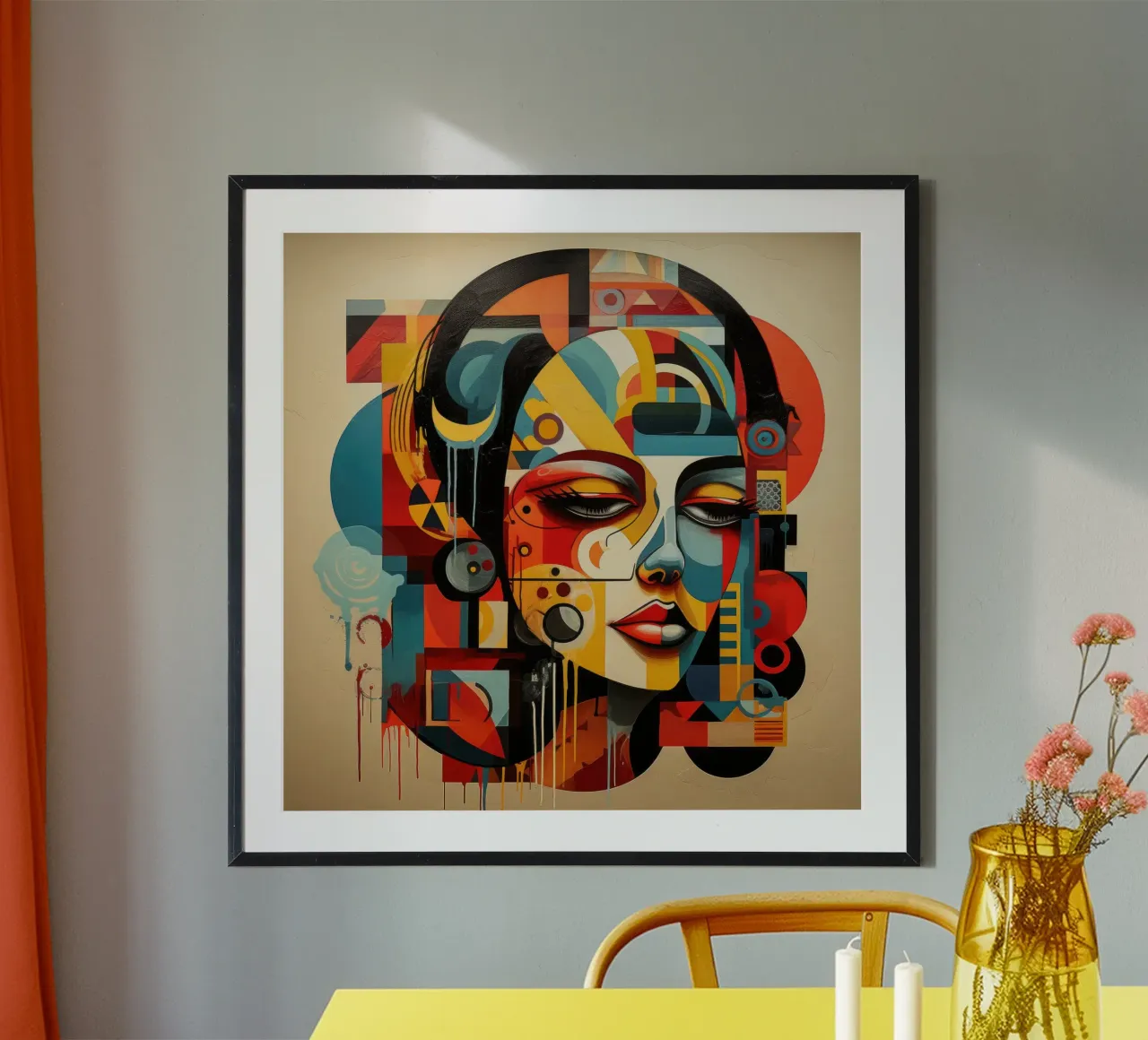 Forme astratte Donna messicana poster con telaio in alluminio da Artful Muse