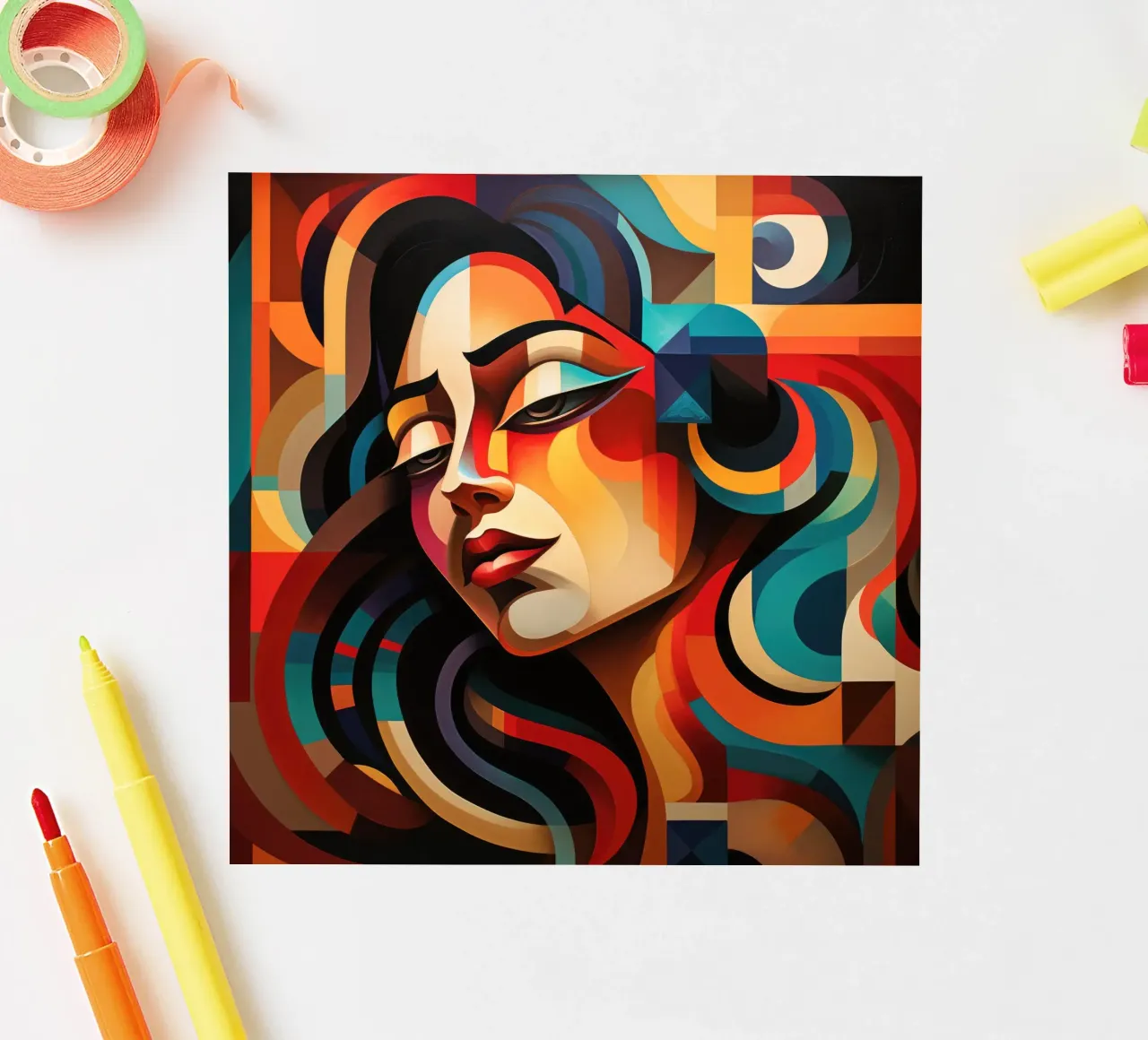 Abstract Shapes Mexican Woman sticker by Artful Muse