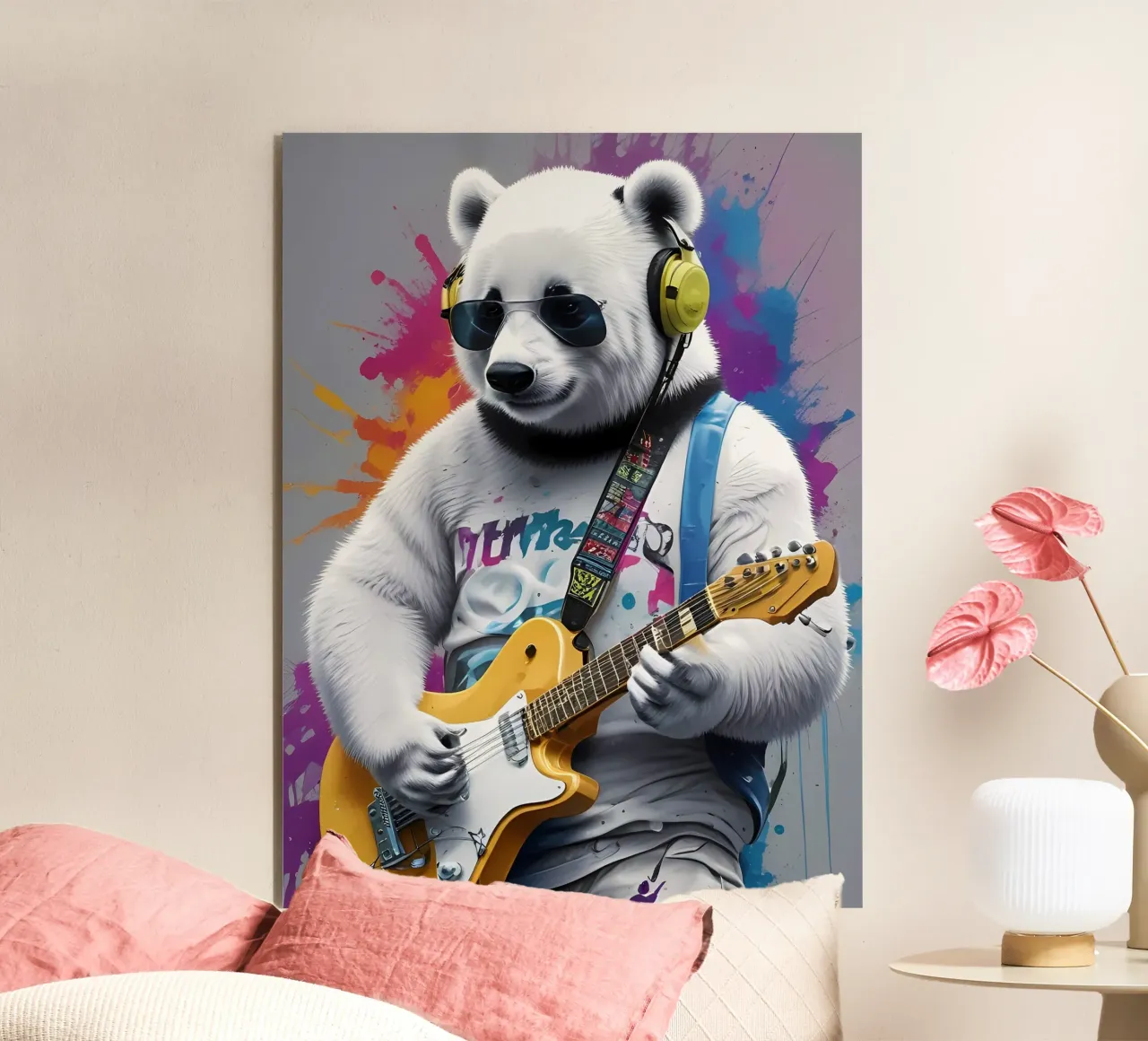 Panda che suona la chitarra alluminio dibond da MakArena