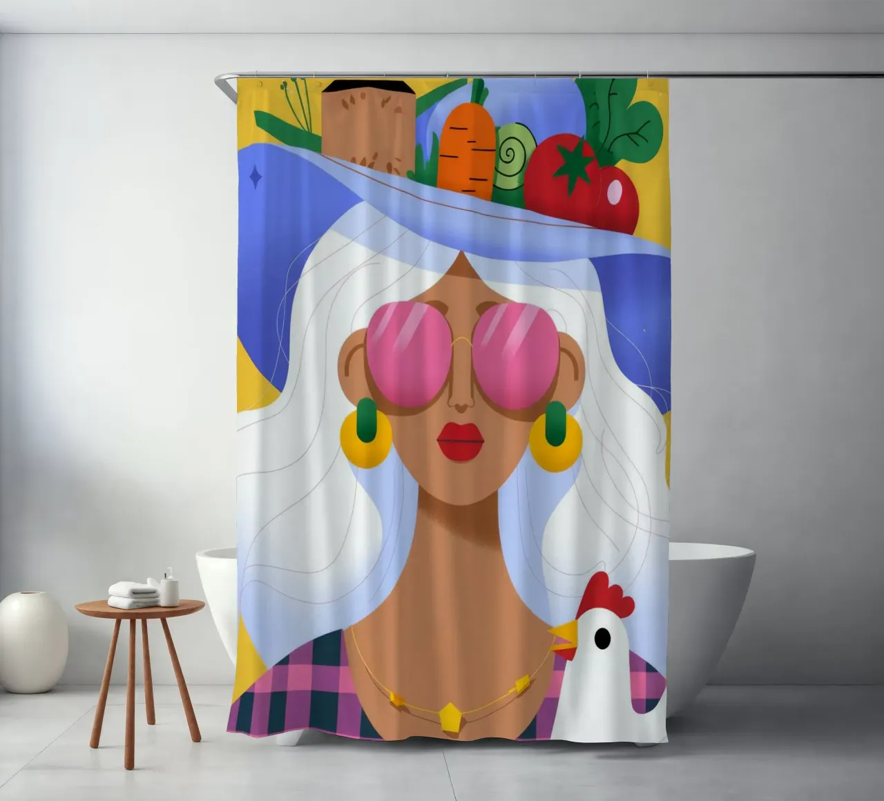 Harvest Hat shower curtain by Emery Kate