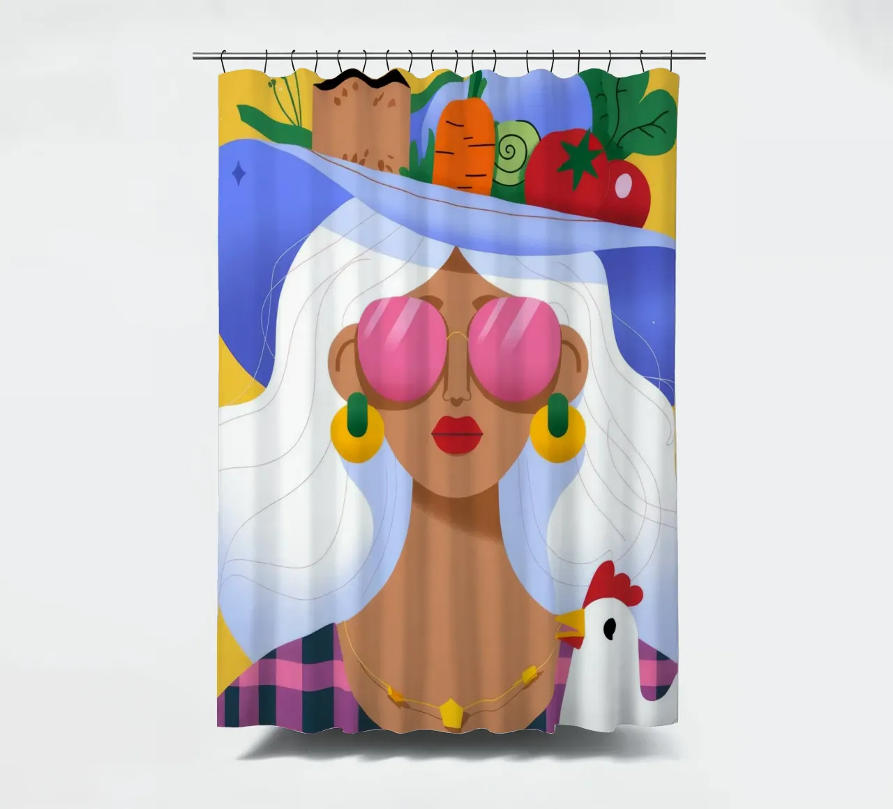 Harvest Hat shower curtain by Emery Kate