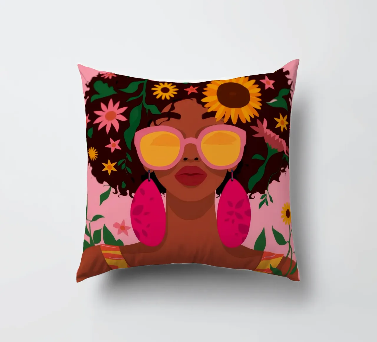 Bellezza afro floreale cuscino da Emery Kate