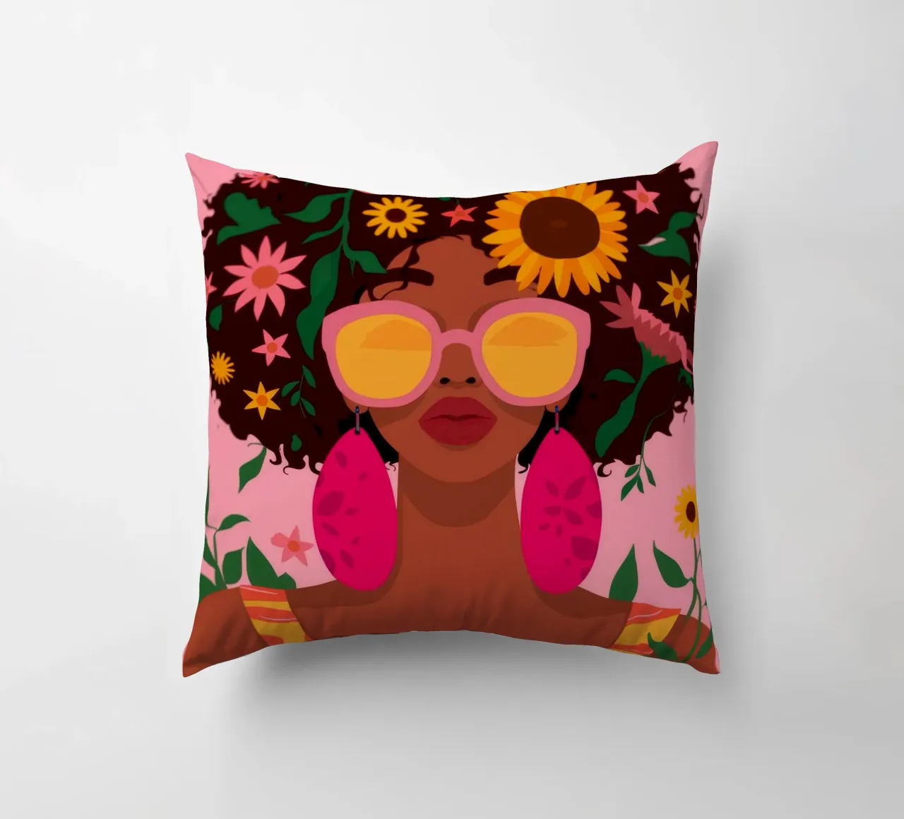 Bellezza afro floreale cuscino da Emery Kate