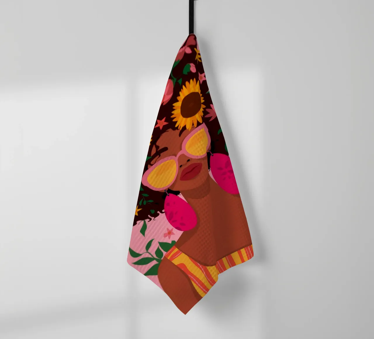 Floral Afro Beauty tea towel by Emery Kate