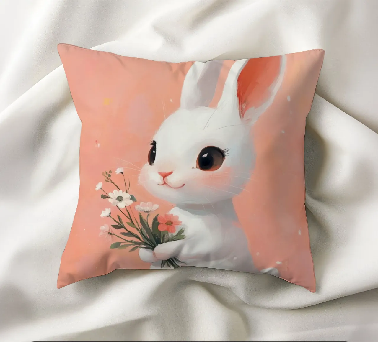 Bunny With Flowers cuscino da treechild