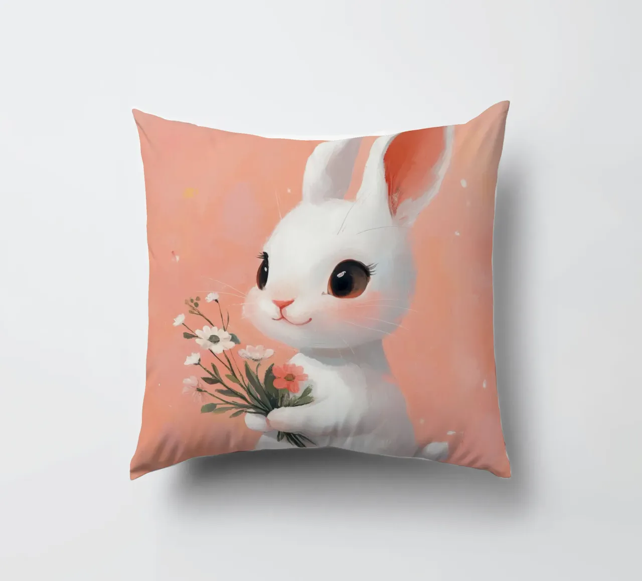 Bunny With Flowers cuscino da treechild