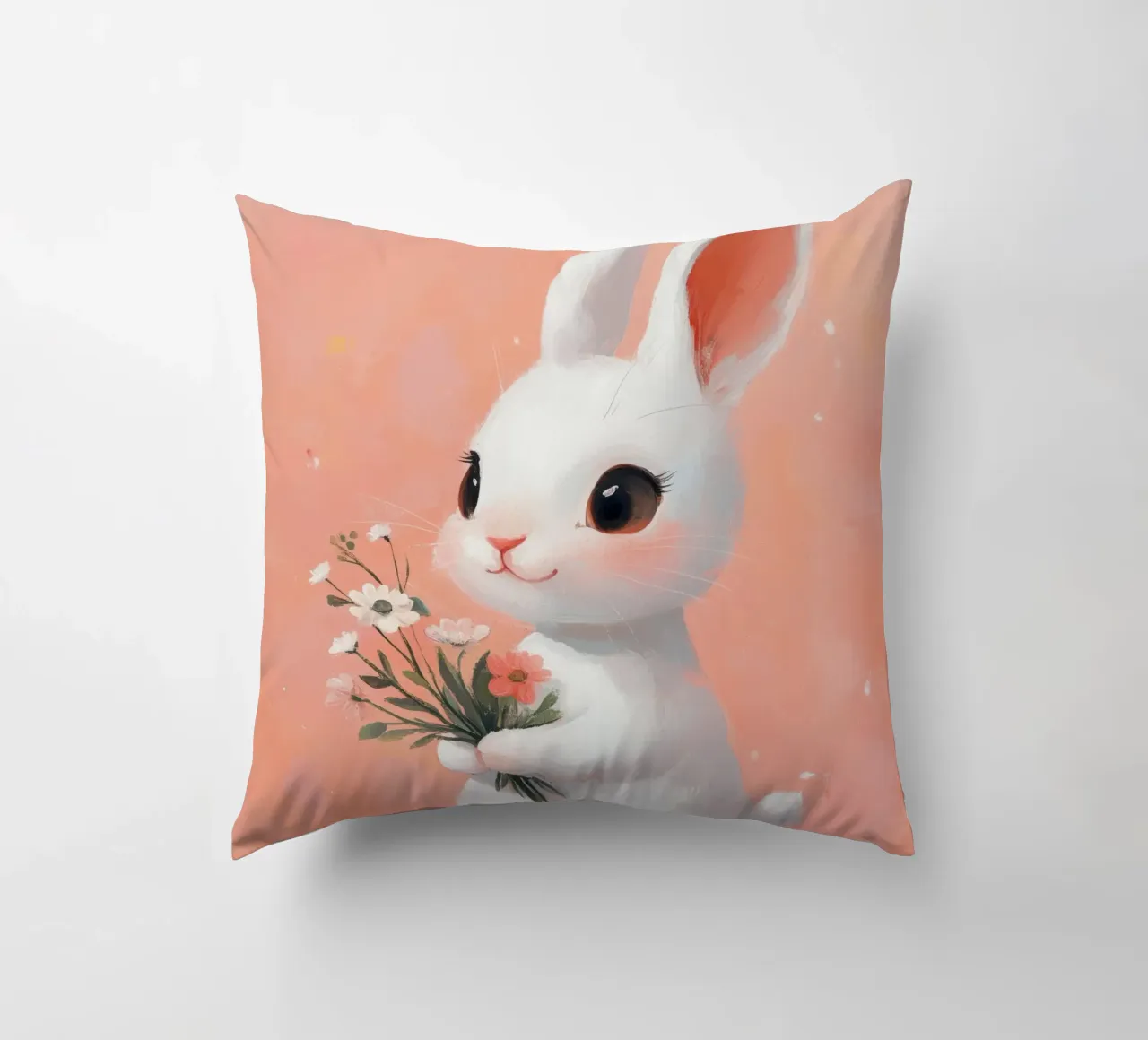 Bunny With Flowers cuscino da treechild