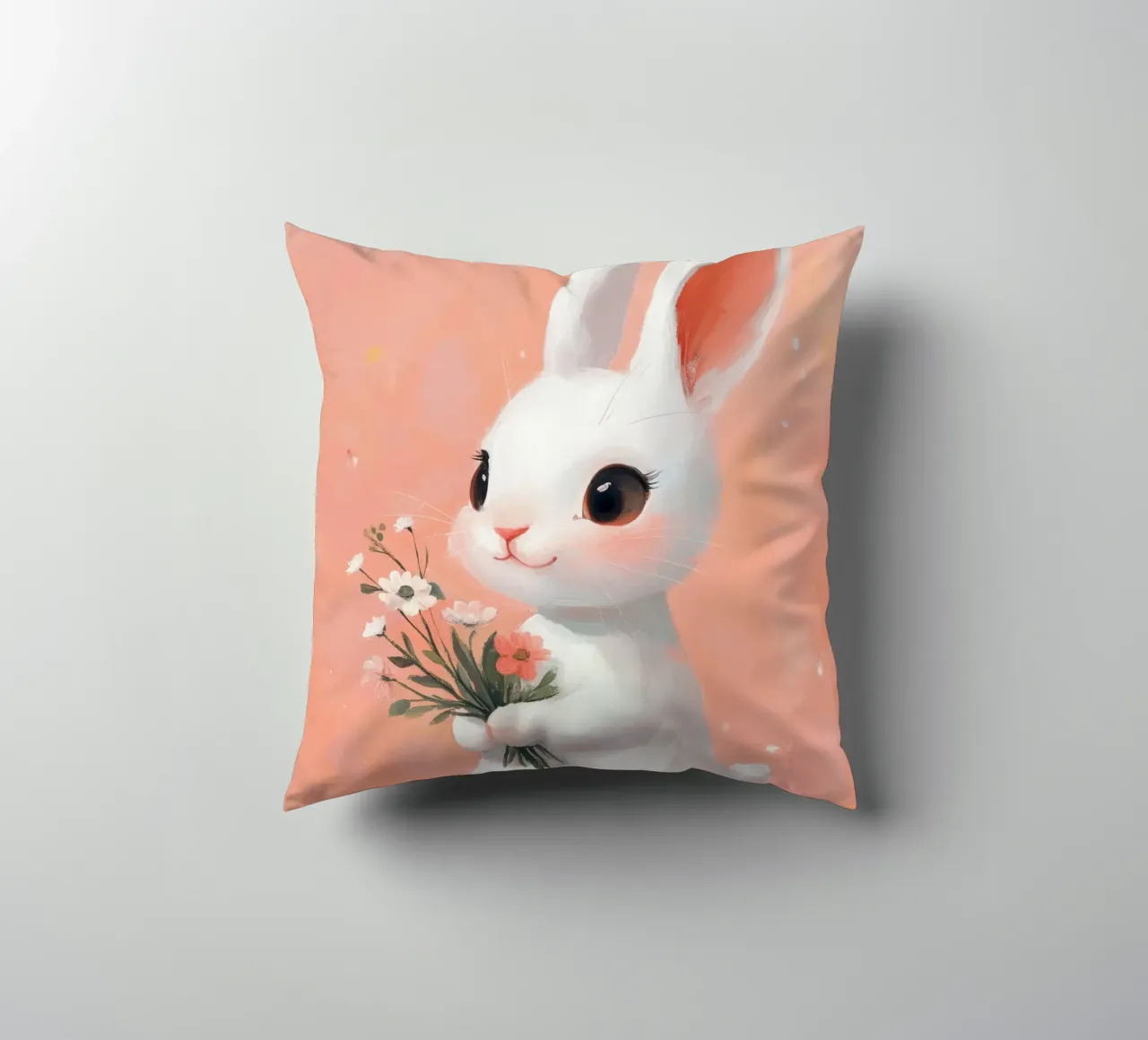 Bunny With Flowers cuscino da treechild