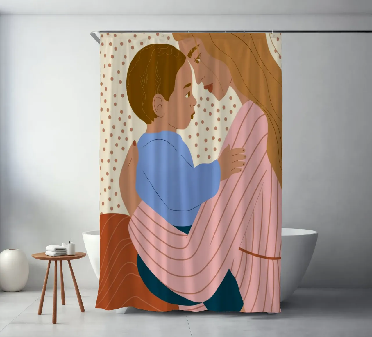 Mutter und Kind Duschvorhang von Emery Kate