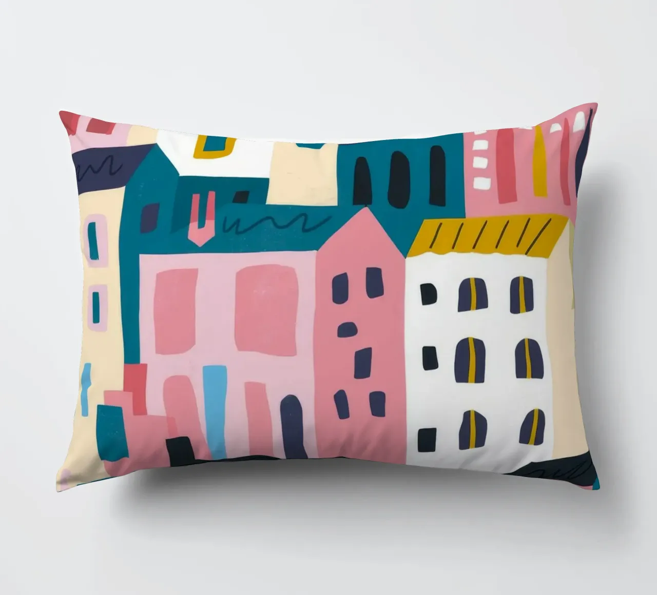 Paesaggio urbano colorato cuscino da Emery Kate