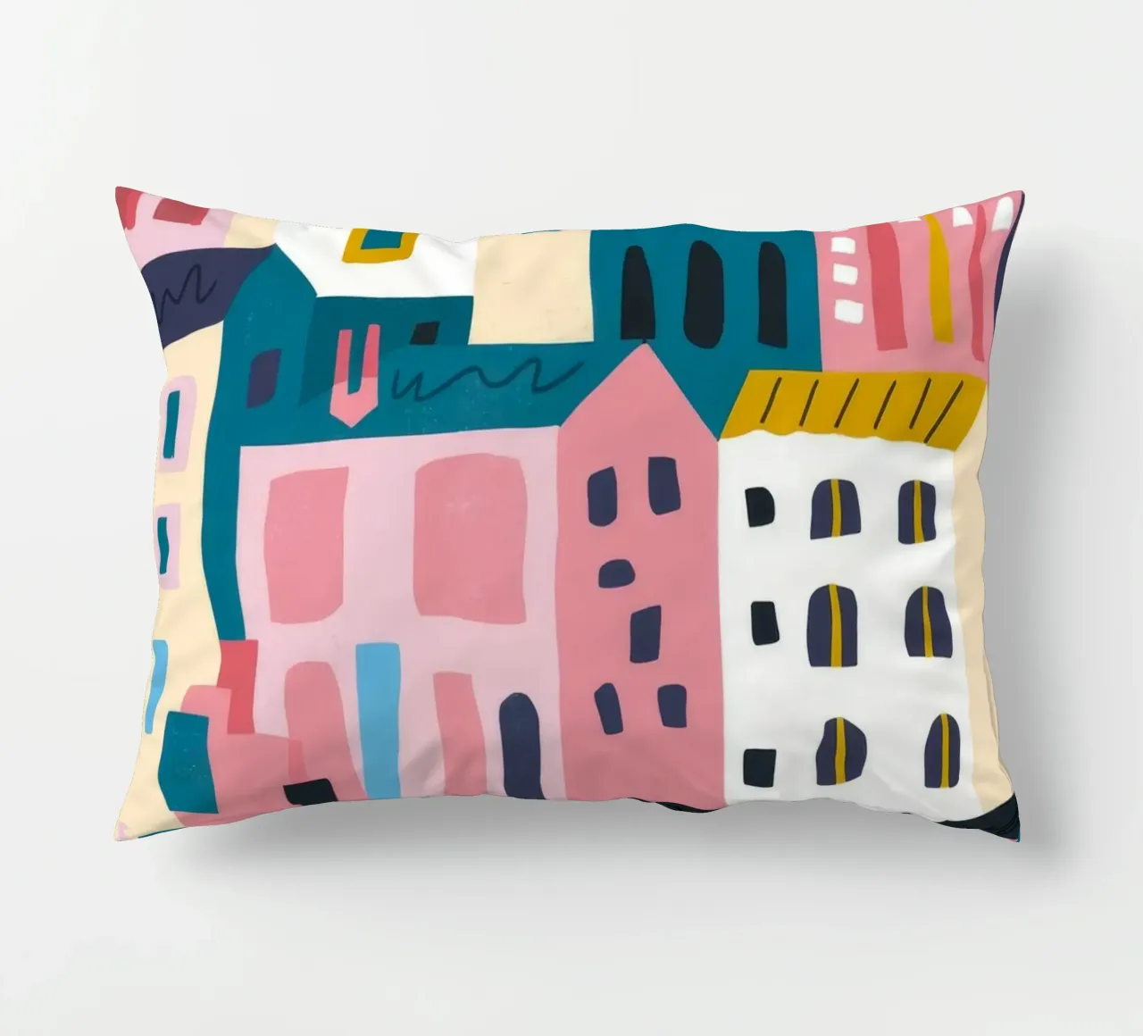 Paesaggio urbano colorato cuscino da Emery Kate