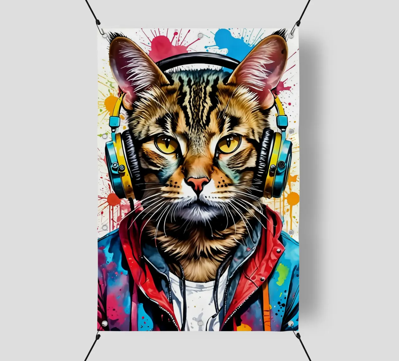 Gatto in cuffia telo in pvc da PosterOK