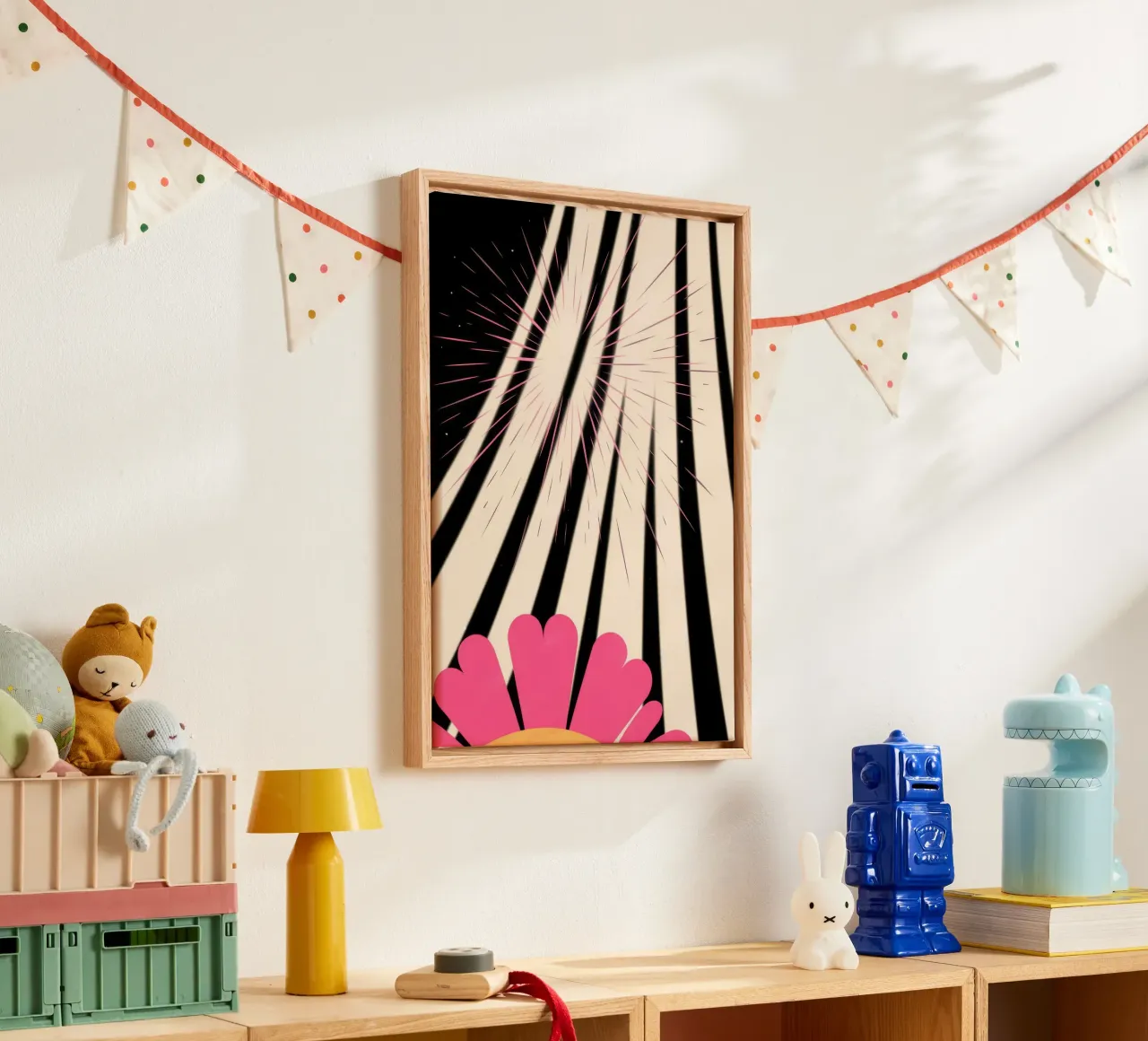 Abstracte lijnen canvas met Baklijst van Emery Kate
