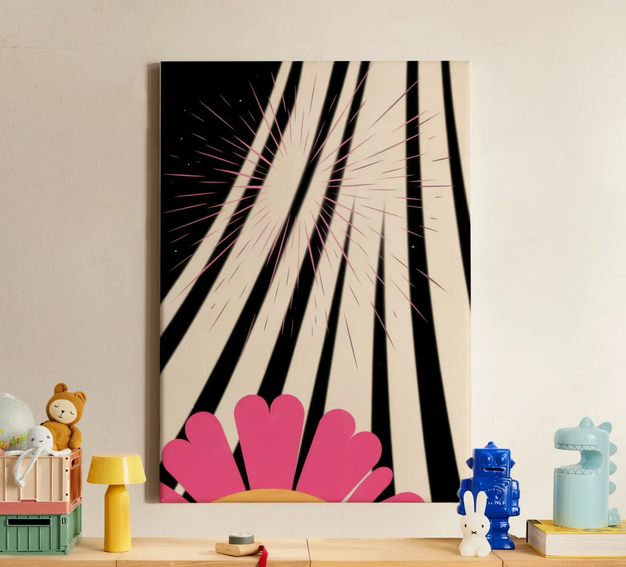 Abstracte lijnen canvas met Baklijst van Emery Kate