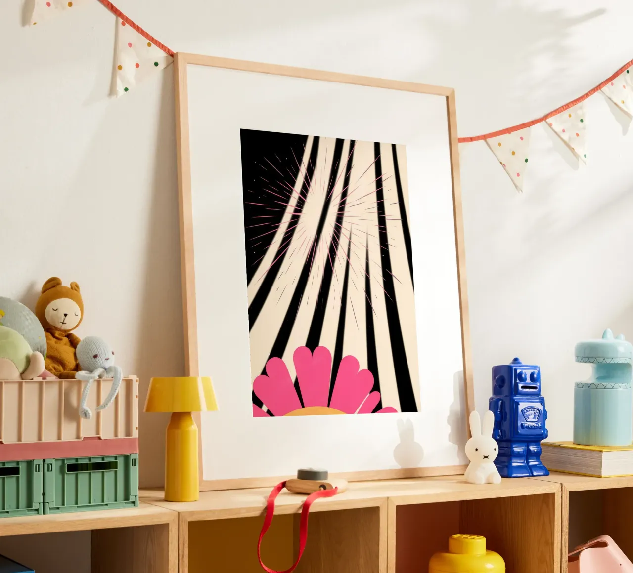 Linee astratte poster con telaio in legno da Emery Kate
