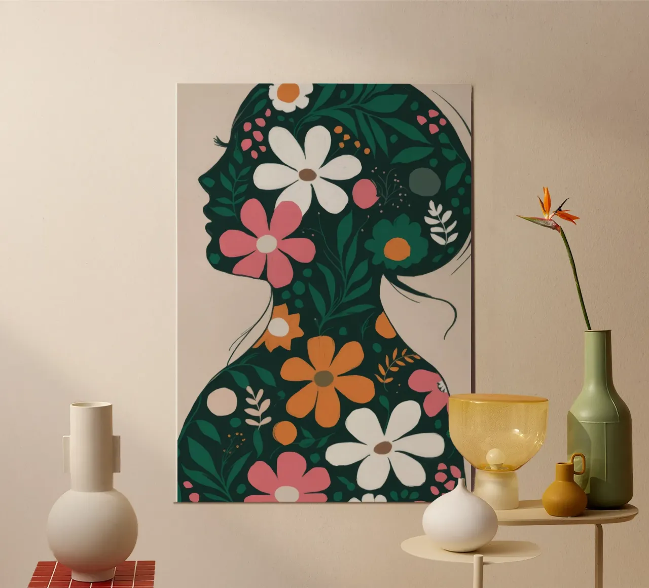 Silhouette floreale poster con telaio in plastica da Emery Kate
