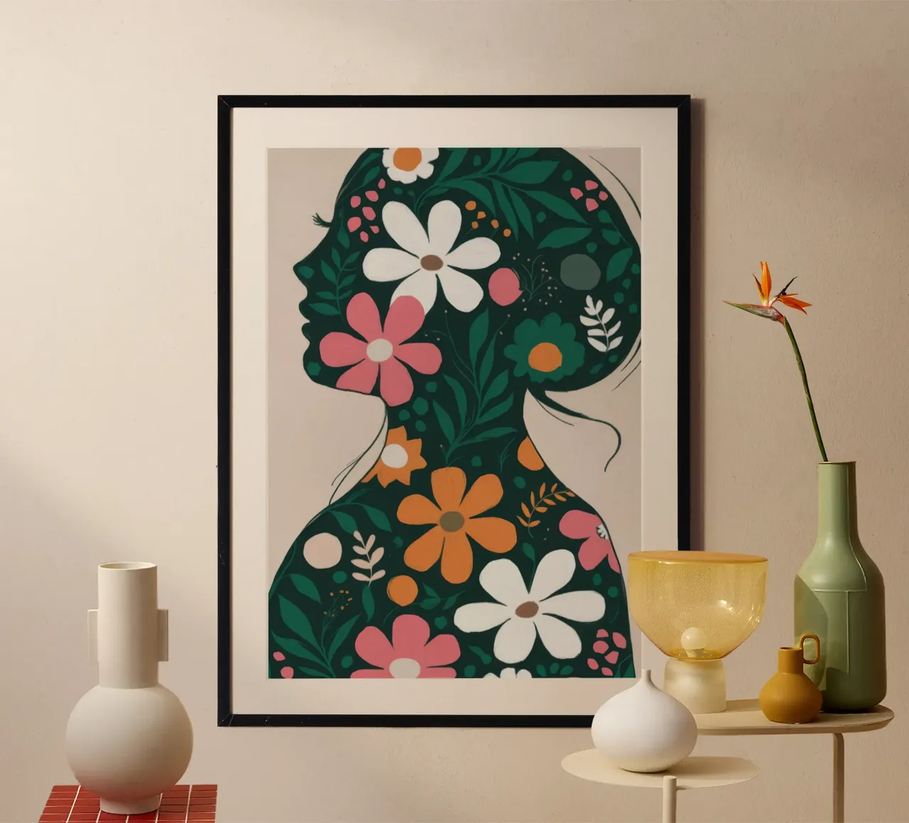 Silhouette floreale poster con telaio in plastica da Emery Kate
