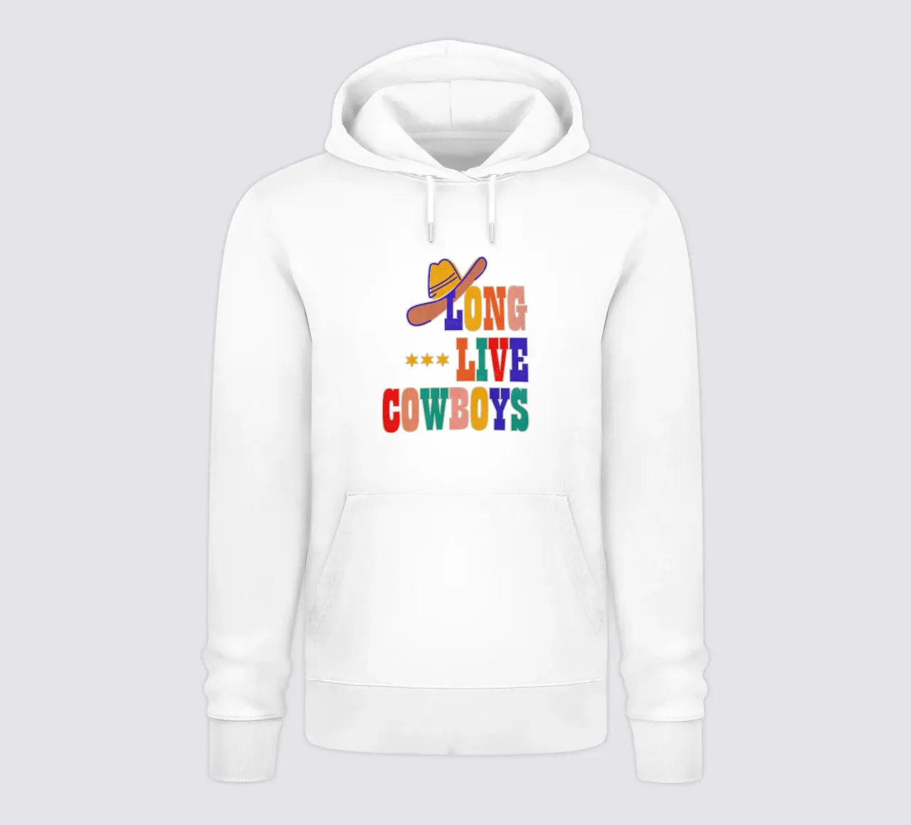 Retro "Long Live Cowboys" Typography Art Print felpa con cappuccio da showmemars