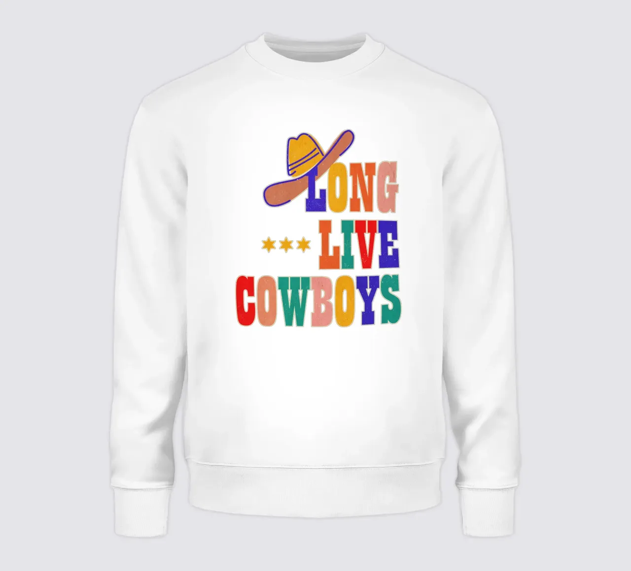 Retro "Long Live Cowboys" Typography Art Print felpa da showmemars