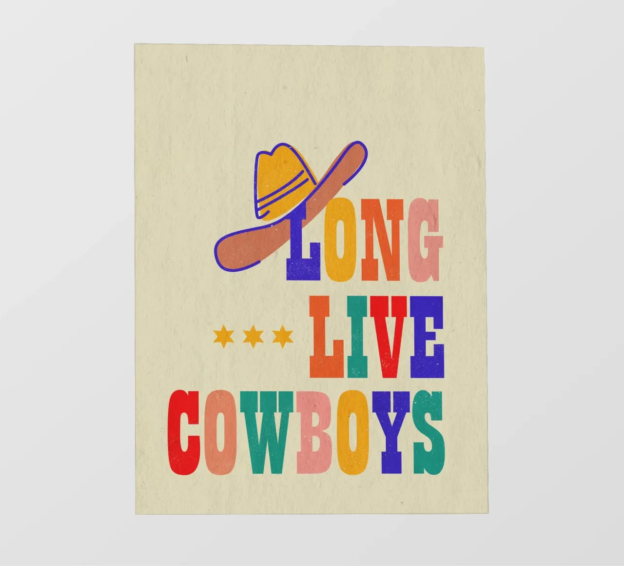 Retro "Long Live Cowboys" Typography Art Print pellicola backlit da showmemars