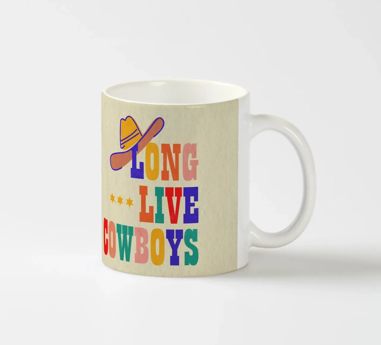 Retro "Long Live Cowboys" Typography Art Print tazza in ceramica da showmemars