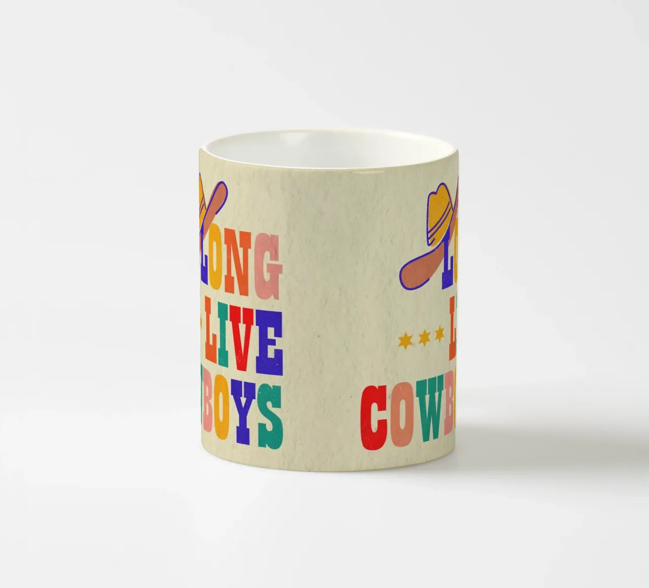 Retro "Long Live Cowboys" Typography Art Print tazza in ceramica da showmemars