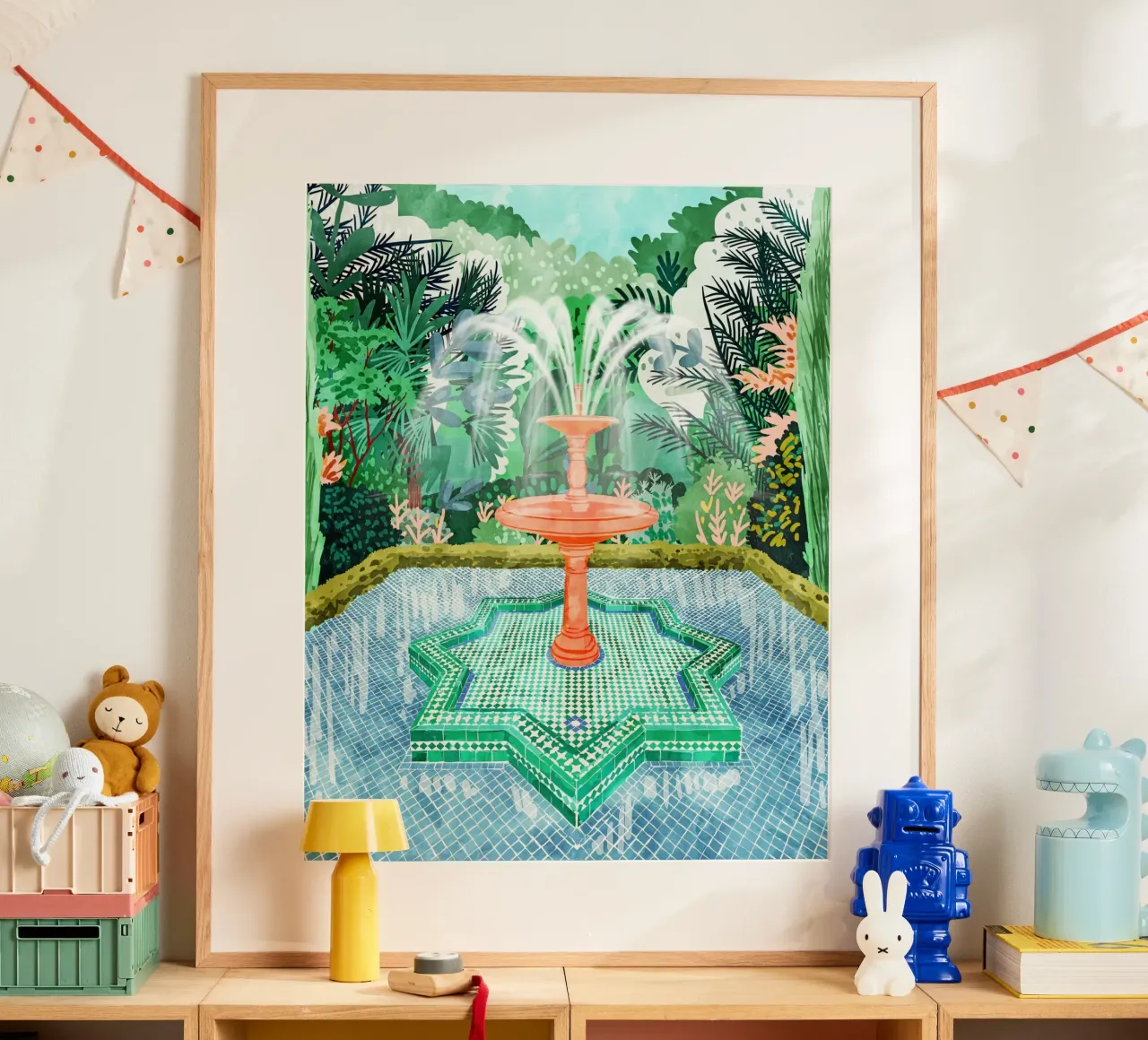 La fontana della vita Architettura Esterni Giardino Acquerello poster con telaio in plastica da 83oranges