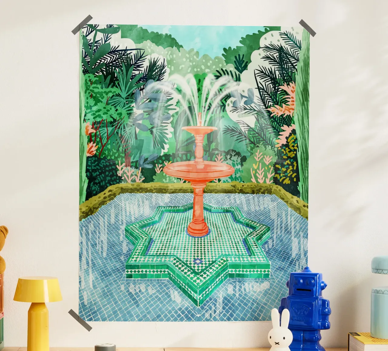 La fontana della vita Architettura Esterni Giardino Acquerello poster con telaio in plastica da 83oranges