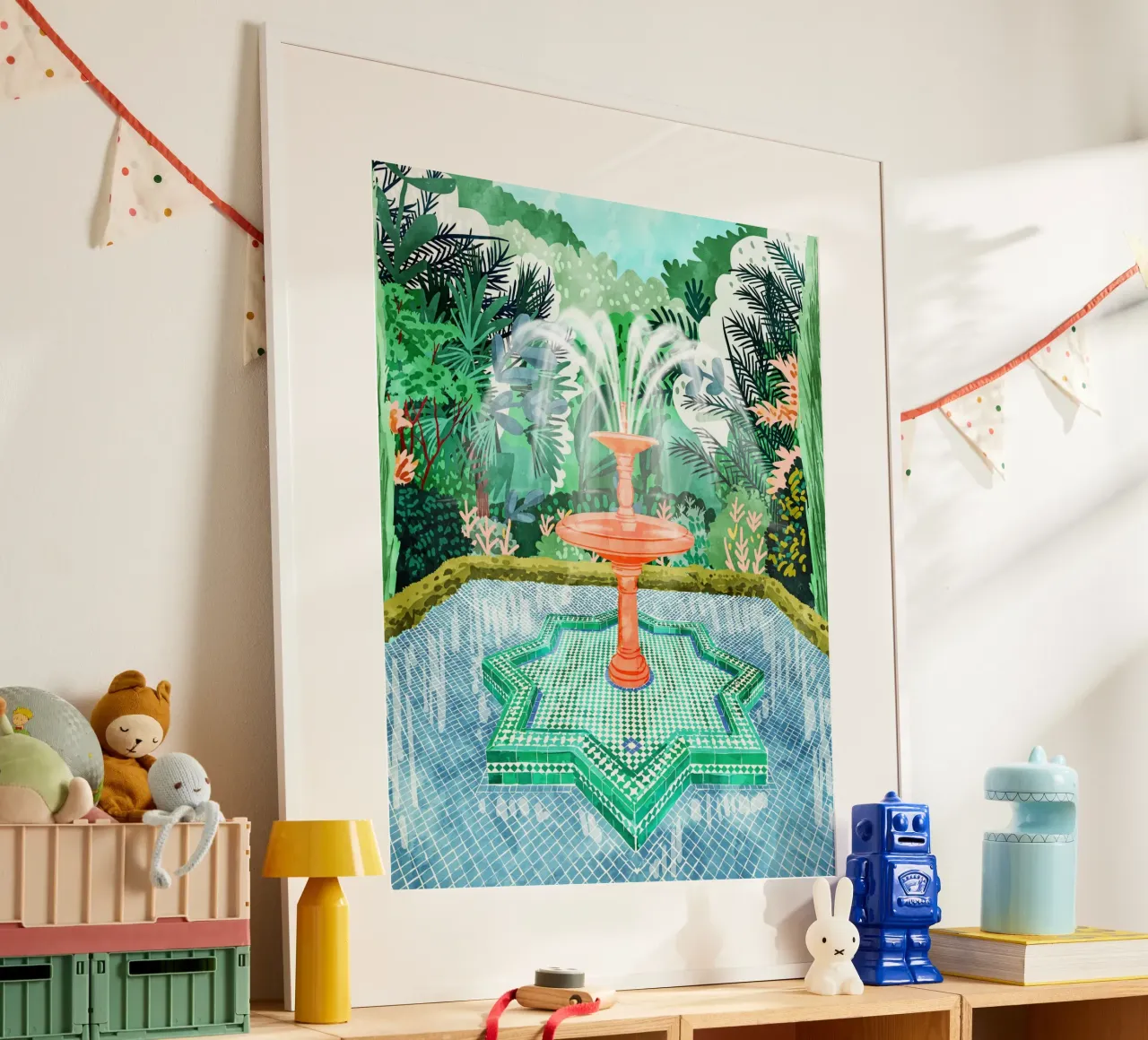 La fontana della vita Architettura Esterni Giardino Acquerello poster con telaio in plastica da 83oranges