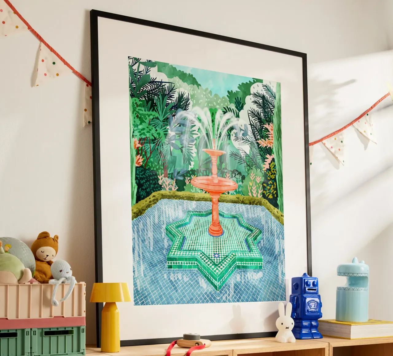 La fontana della vita Architettura Esterni Giardino Acquerello poster con telaio in plastica da 83oranges