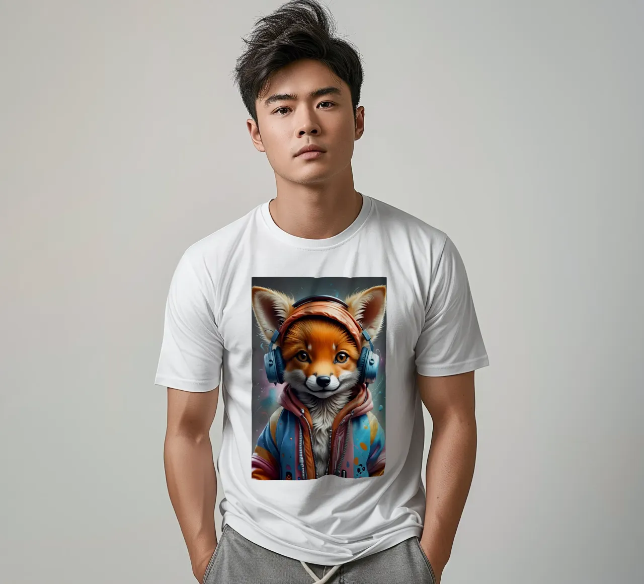 Piccola volpe con le cuffie t-shirt da MakArena