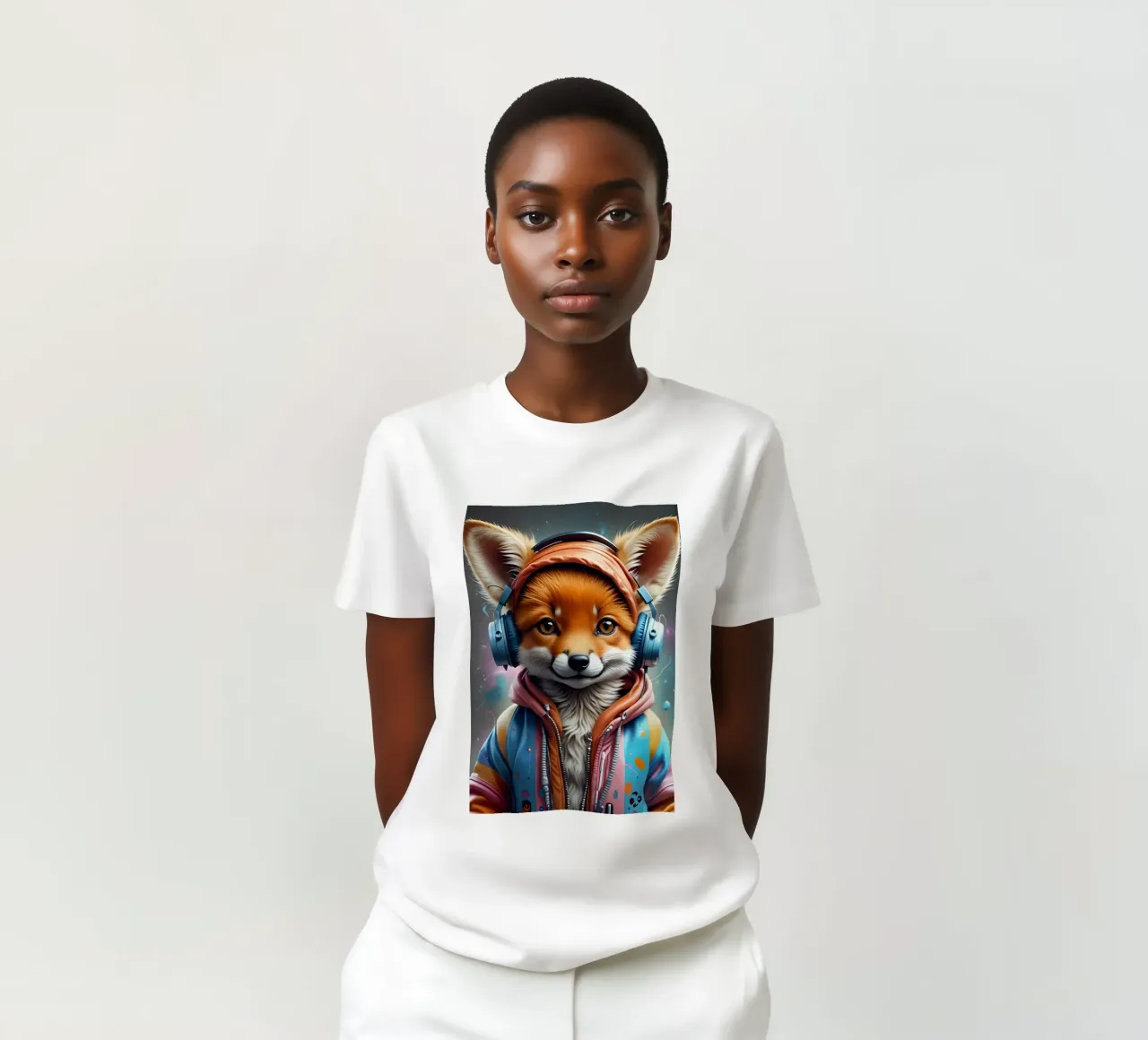 Piccola volpe con le cuffie t-shirt da MakArena