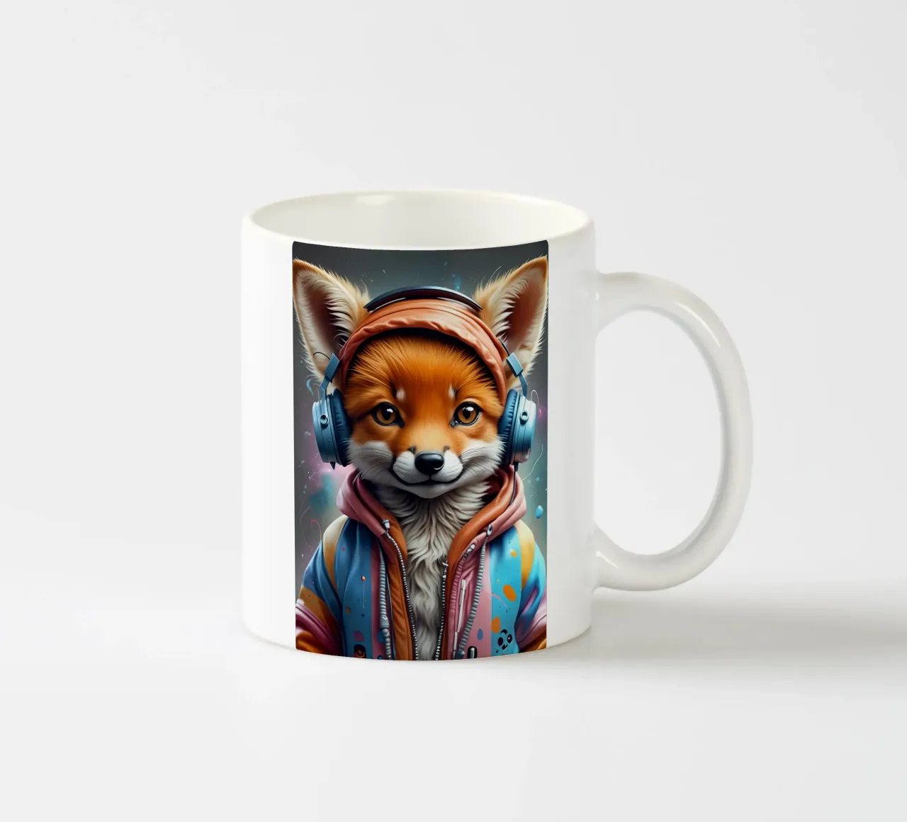 Piccola volpe con le cuffie tazza in ceramica da MakArena