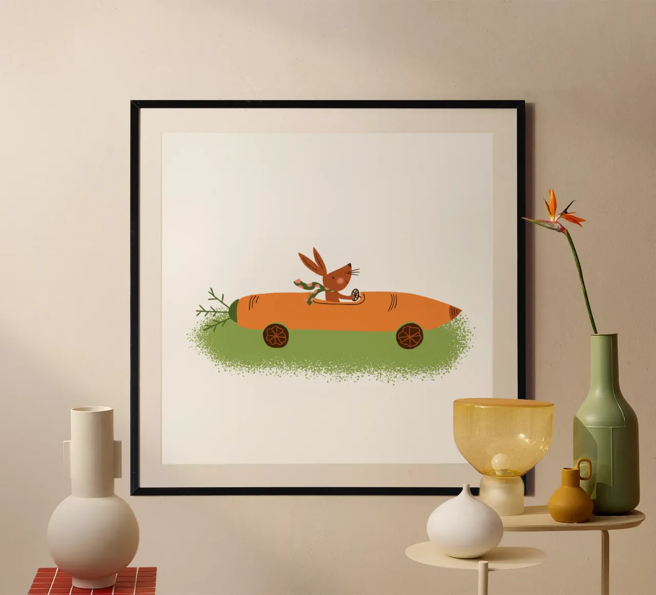 Osterhase Frohe Ostern Kinder Kinderkleidung Babykleidung poster con telaio in plastica da incomeforcreatives
