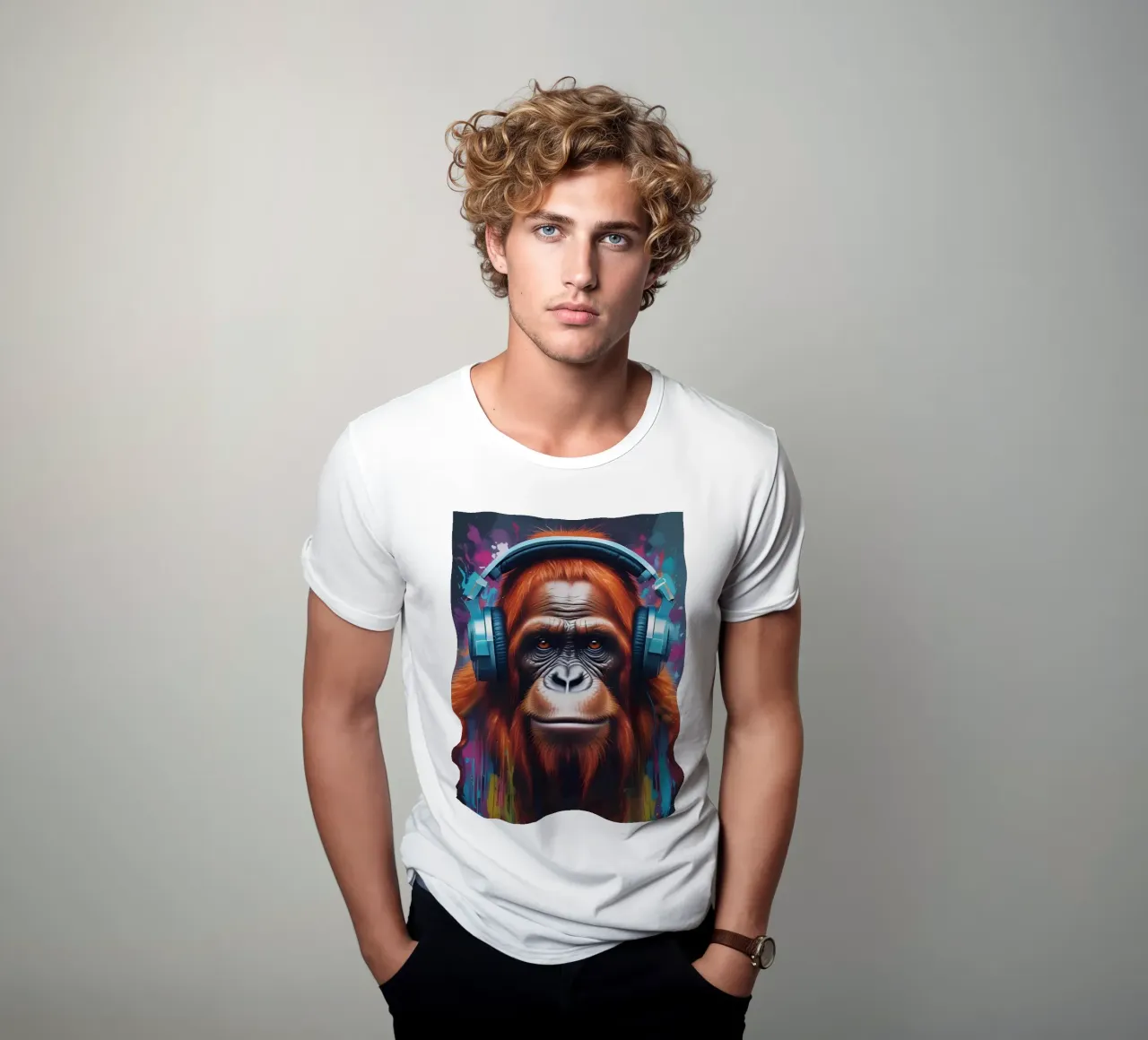 Orangutan in cuffia t-shirt da MakArena