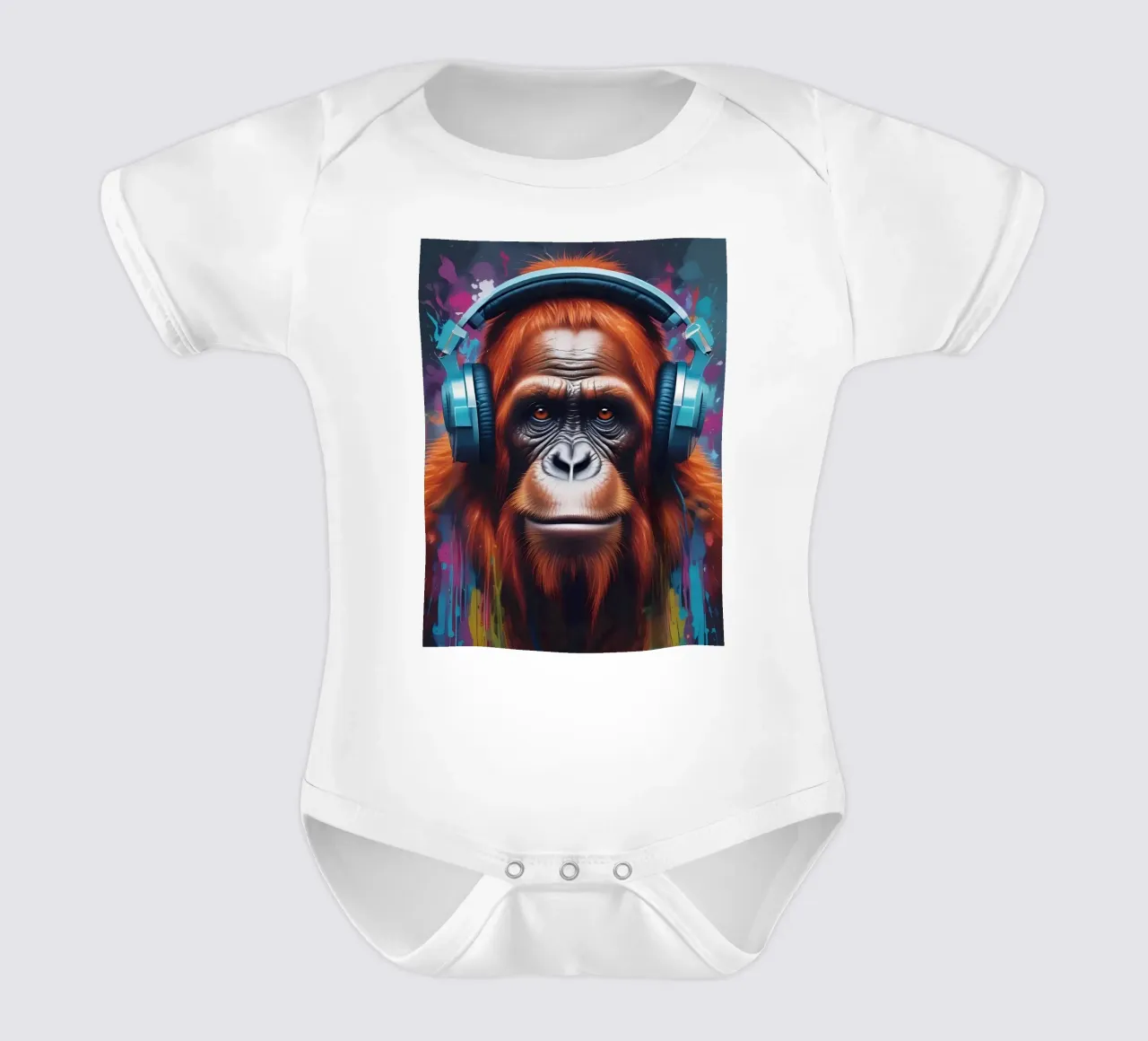 Orangutan in cuffia body neonato maniche corte da MakArena