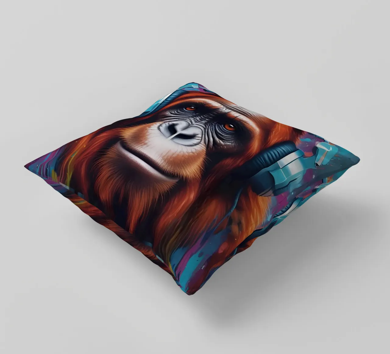 Orangutan in cuffia cuscino da MakArena