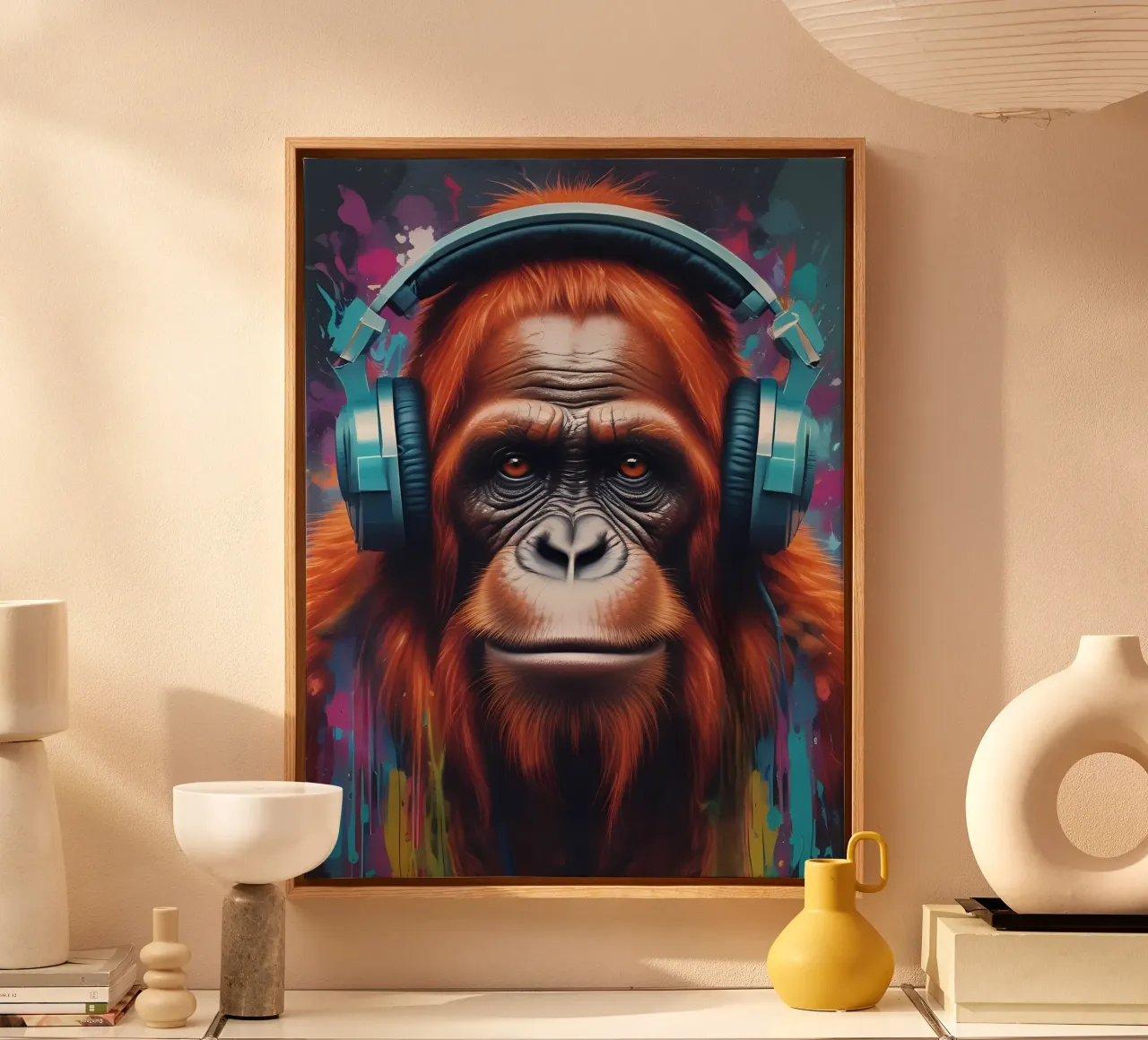 Orangutan in cuffia tela con Cornice a cassetta da MakArena