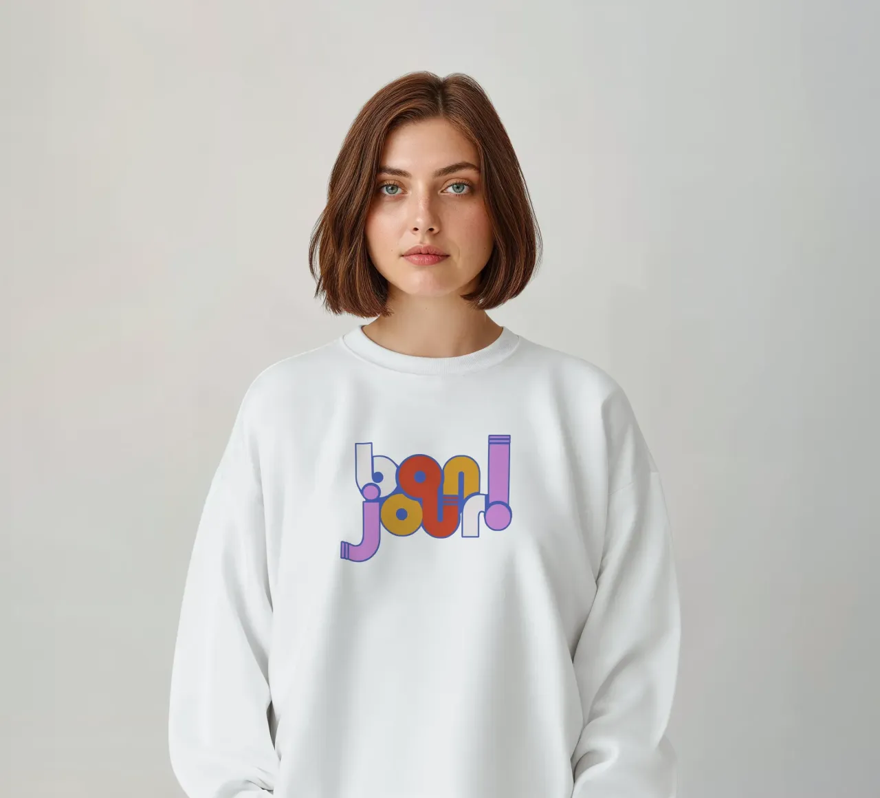 Modern "Bonjour!" French Typography Art Print felpa da showmemars