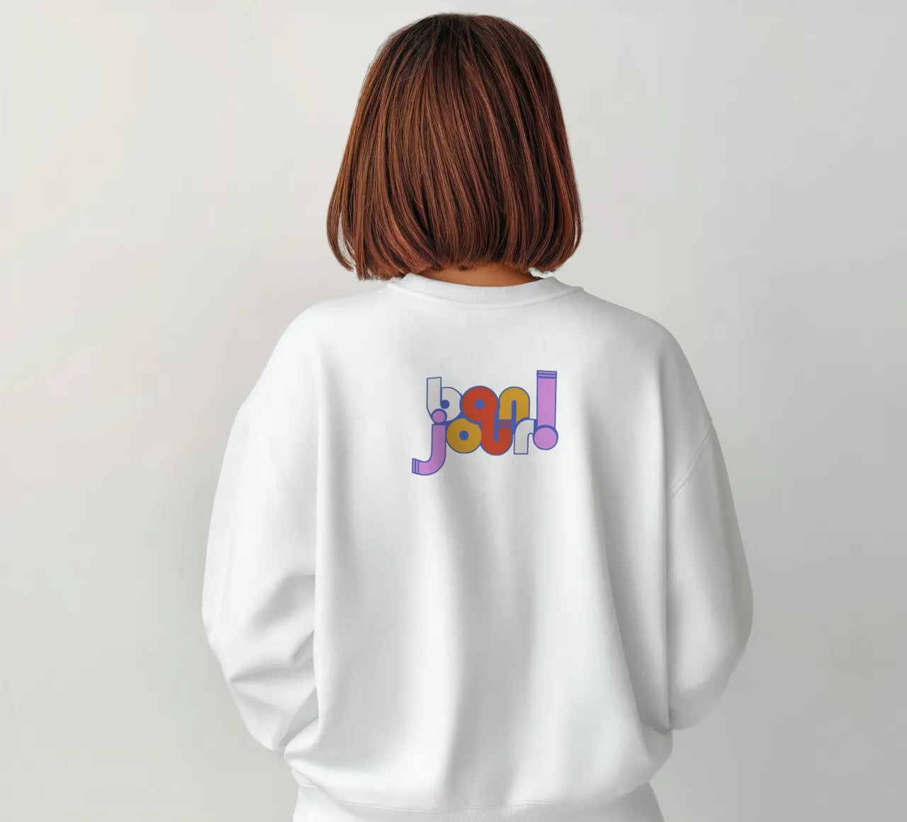 Modern "Bonjour!" French Typography Art Print felpa da showmemars