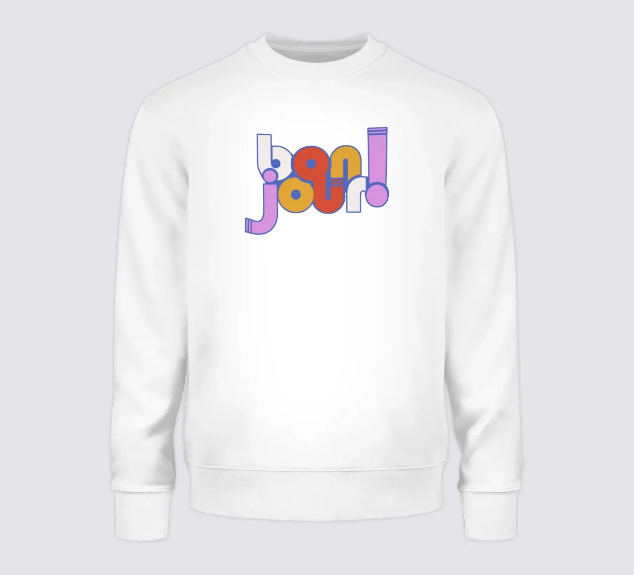 Modern "Bonjour!" French Typography Art Print felpa da showmemars