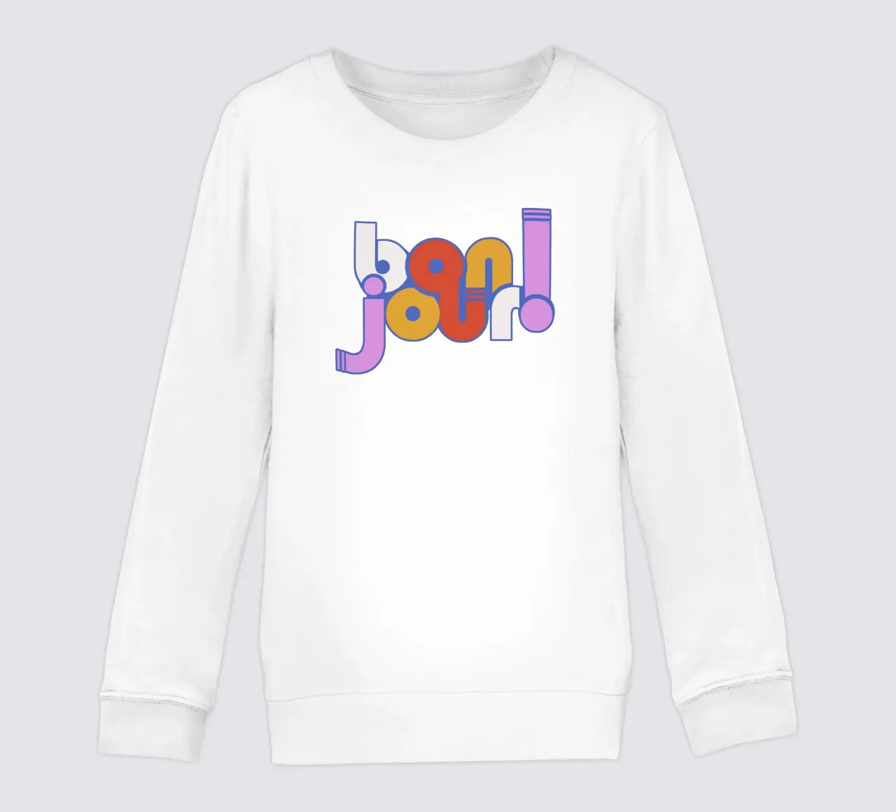 Modern "Bonjour!" French Typography Art Print kids sweatshirt by showmemars
