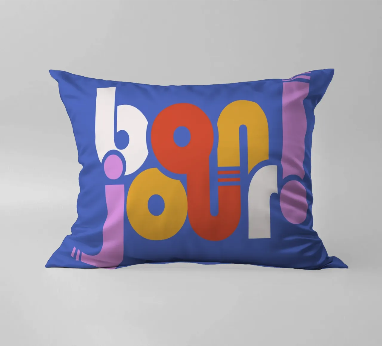 Modern "Bonjour!" French Typography Art Print cuscino da showmemars