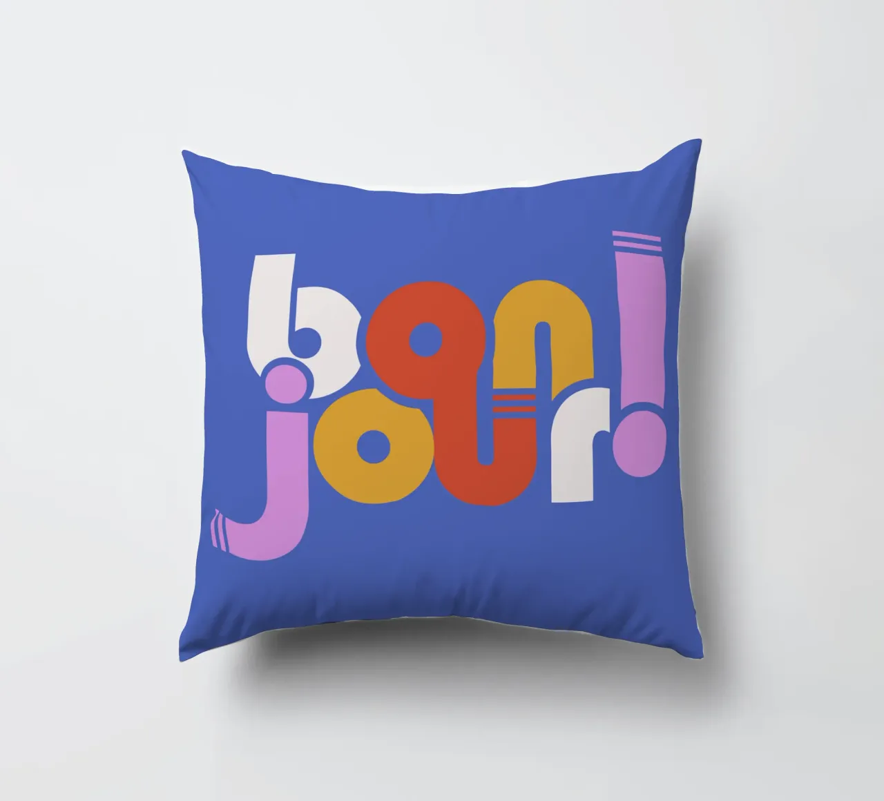 Modern "Bonjour!" French Typography Art Print cuscino da showmemars